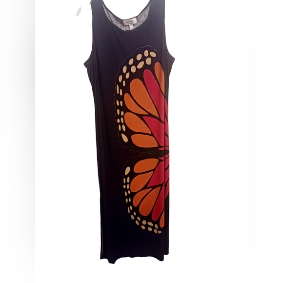 Black & Orange Floral Maxi Dress by Nikki Poulos Size 1X - Picture 2 of 3